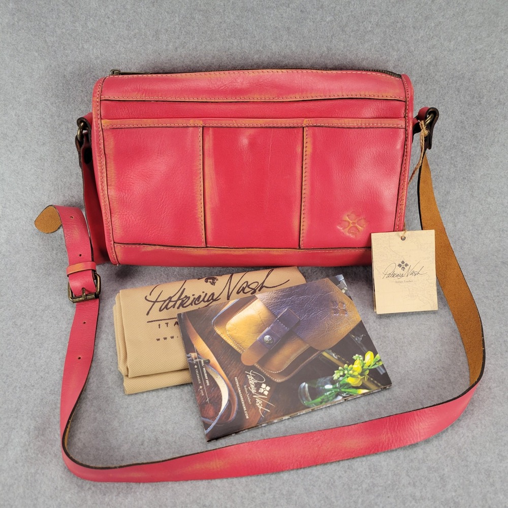 Patricia Nash‎ Talla Crossbody Bag Womens Medium Red Leather Distressed Style